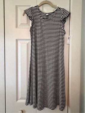 Old Navy Black and White Striped Swing Dress